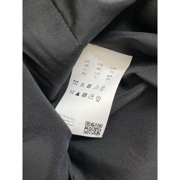 BOSS Hugo Boss Dylea Sheath Dress 3/4 Sleeve Black Gray Knee Work V Neck 6 US - Picture 6 of 8